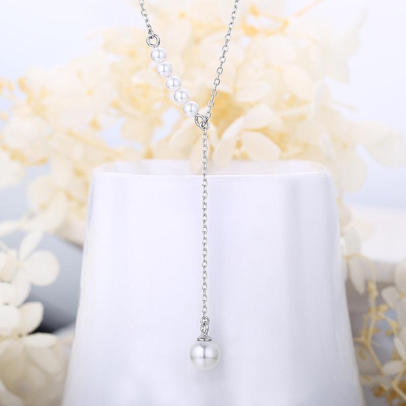 925 Sterling Silver Pearl Fashion Clavicle Necklace