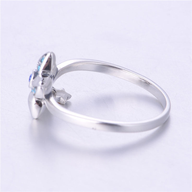 Round Cut Blue Created Diamond Starfish Unique Engagement Rings For Women