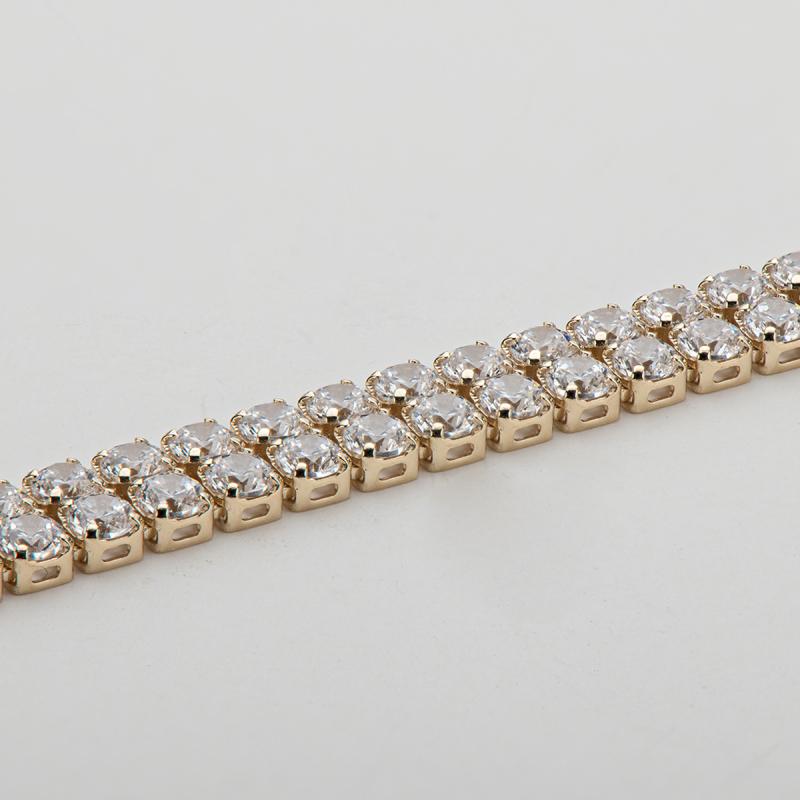 14K Yellow Gold 2.1mm Round Cut Created Diamond Tennis Bracelet