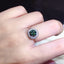Round 6.5mm Green Created Diamond Flower Shape Halo Ring Adjustable