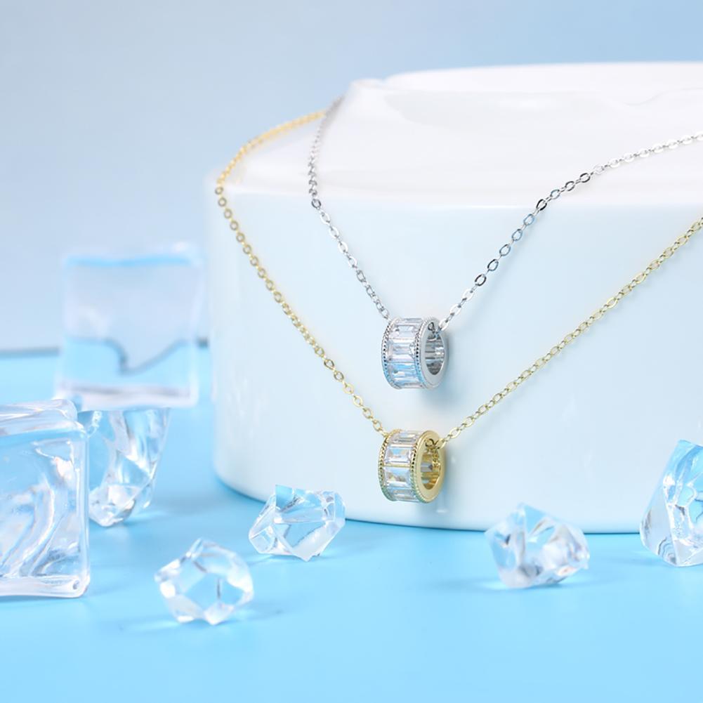 Emerald Created White Diamond Gear Pendant Necklace