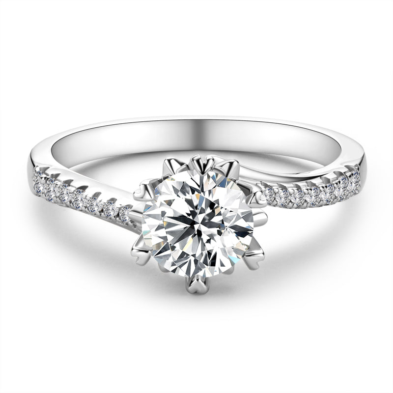 Classic Round Cut Moissanite Diamond Twisted Ring