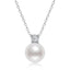 Sterling Silver 8mm Cultured Freshwater White Pearl Pendant Necklace