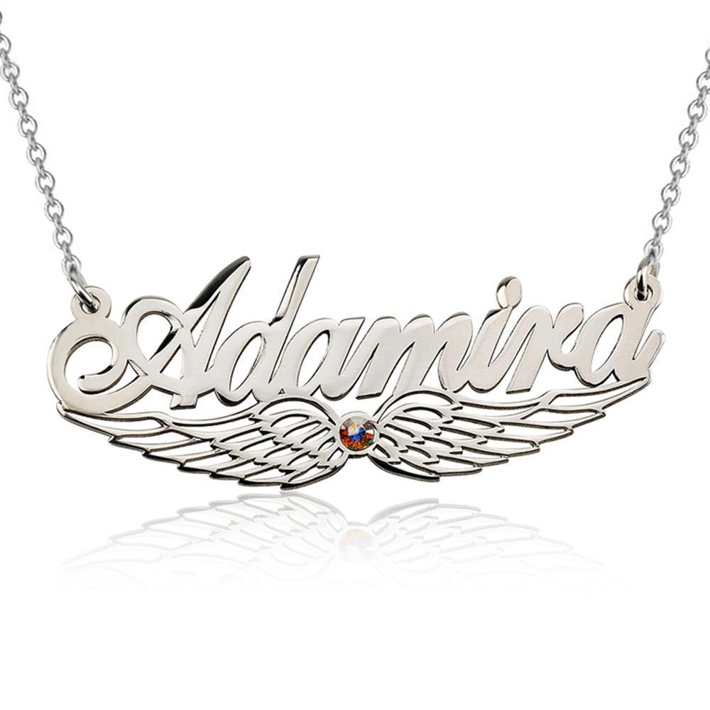 Personalized Customized Name Necklace 18K Gold Plated Angel Wing Adjustable Chain Jewelry