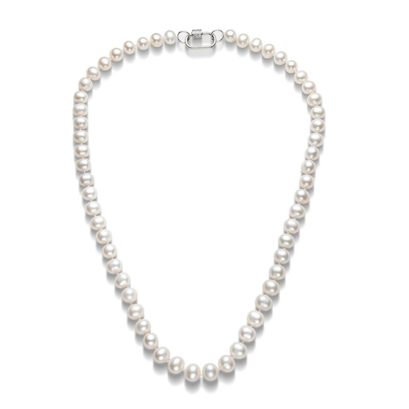 Freshwater Cultured White Pearl Necklace U-shaped Buckle