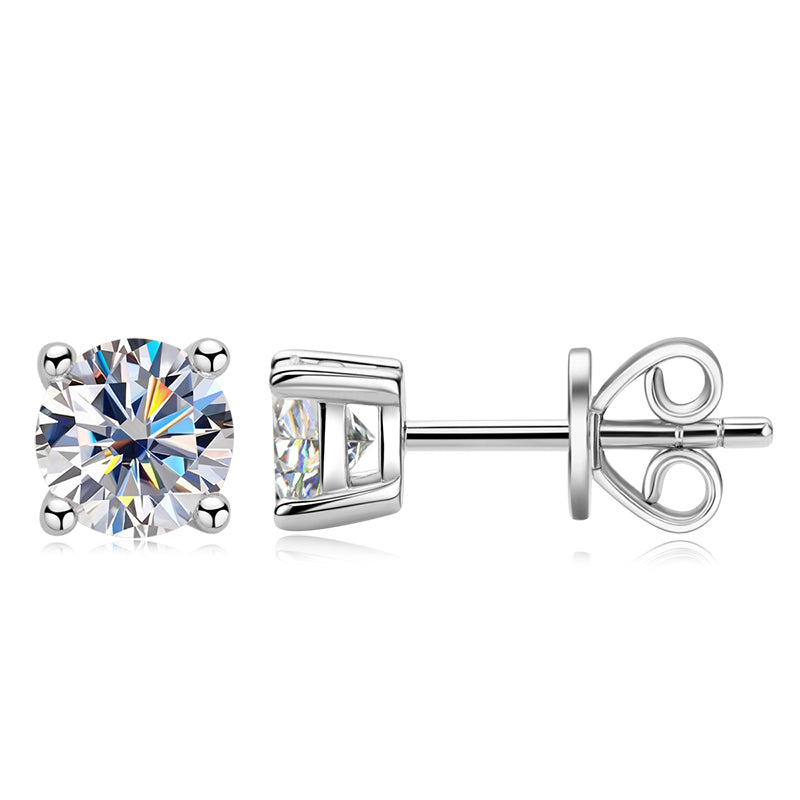 Solitaire Round Sparkling 5mm Moissanite Stud Earrings