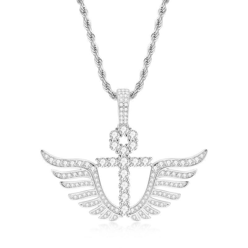 Cross Wings Created Diamond Personalized Pendant Necklace 23.62''