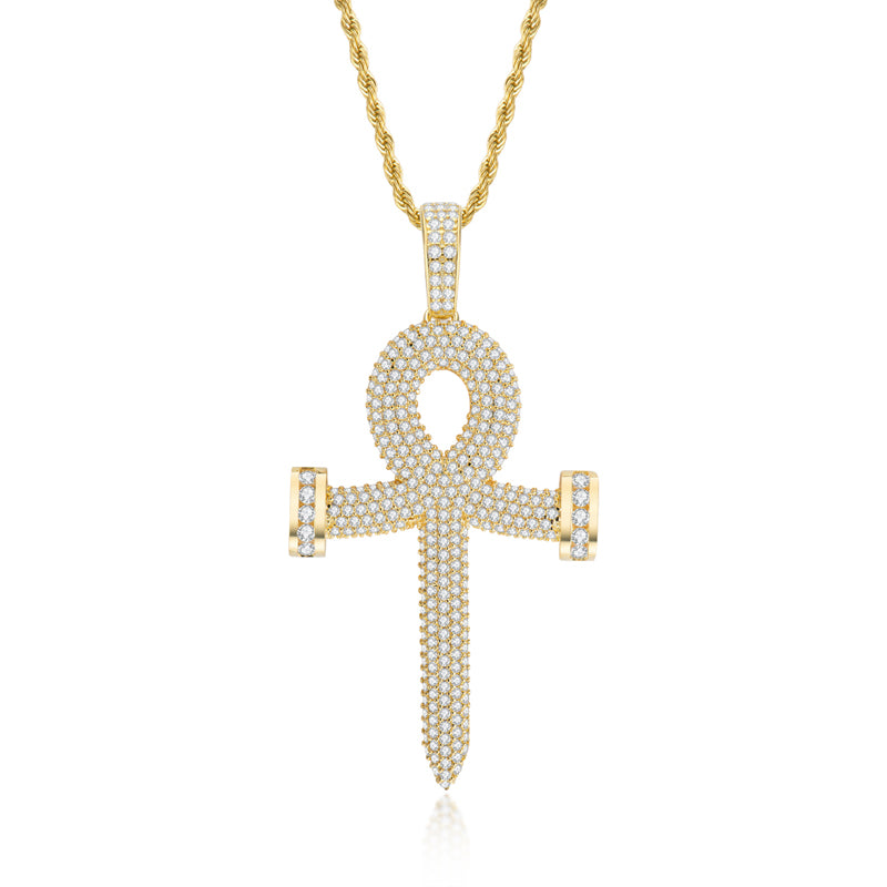 Personalized Cross Created Diamond Rope Chain Pendant Necklace 23.62''
