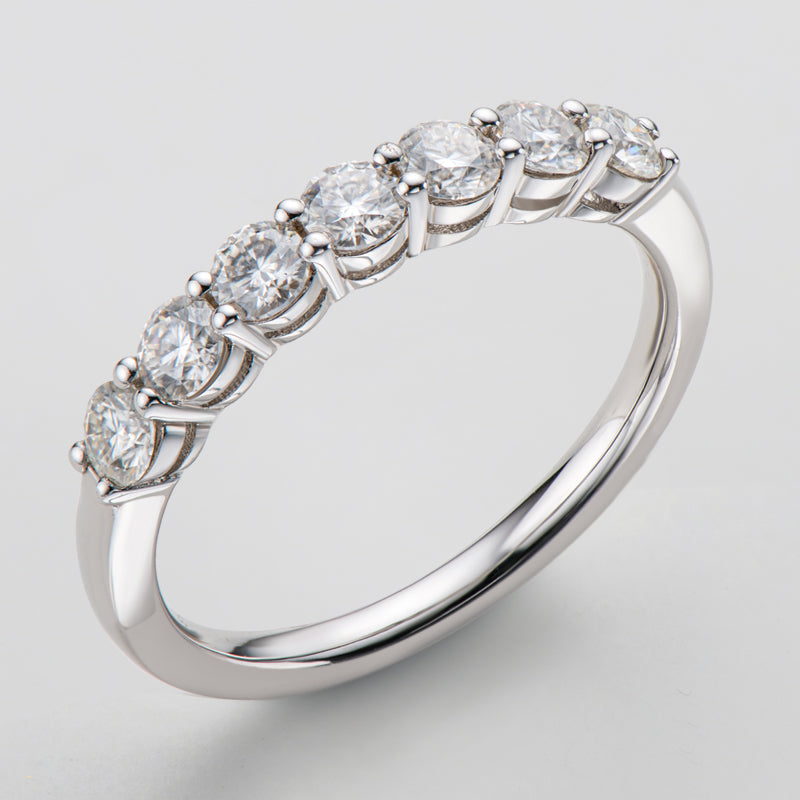Round Cut 3mm Moissanite Diamond Half Eternity Ring