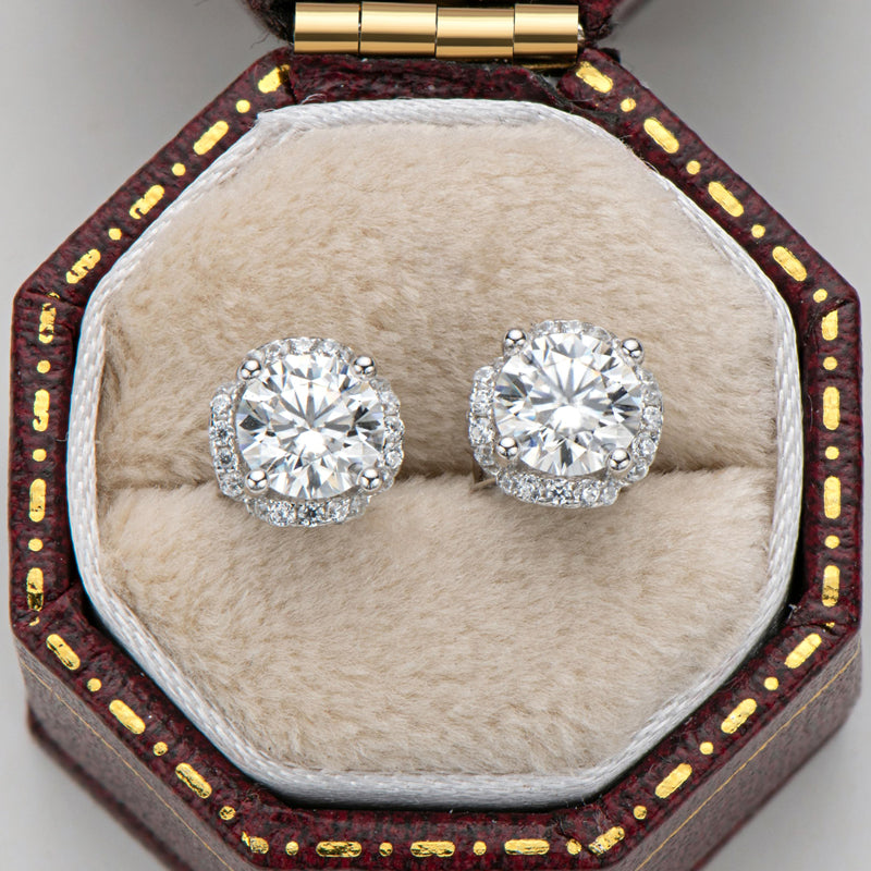 Classic Round Cut Moissanite Diamond Stud Earrings