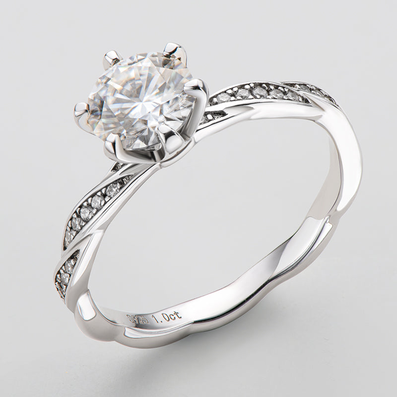 Classic Round Cut Moissanite Diamond Happy Solitaire Rings