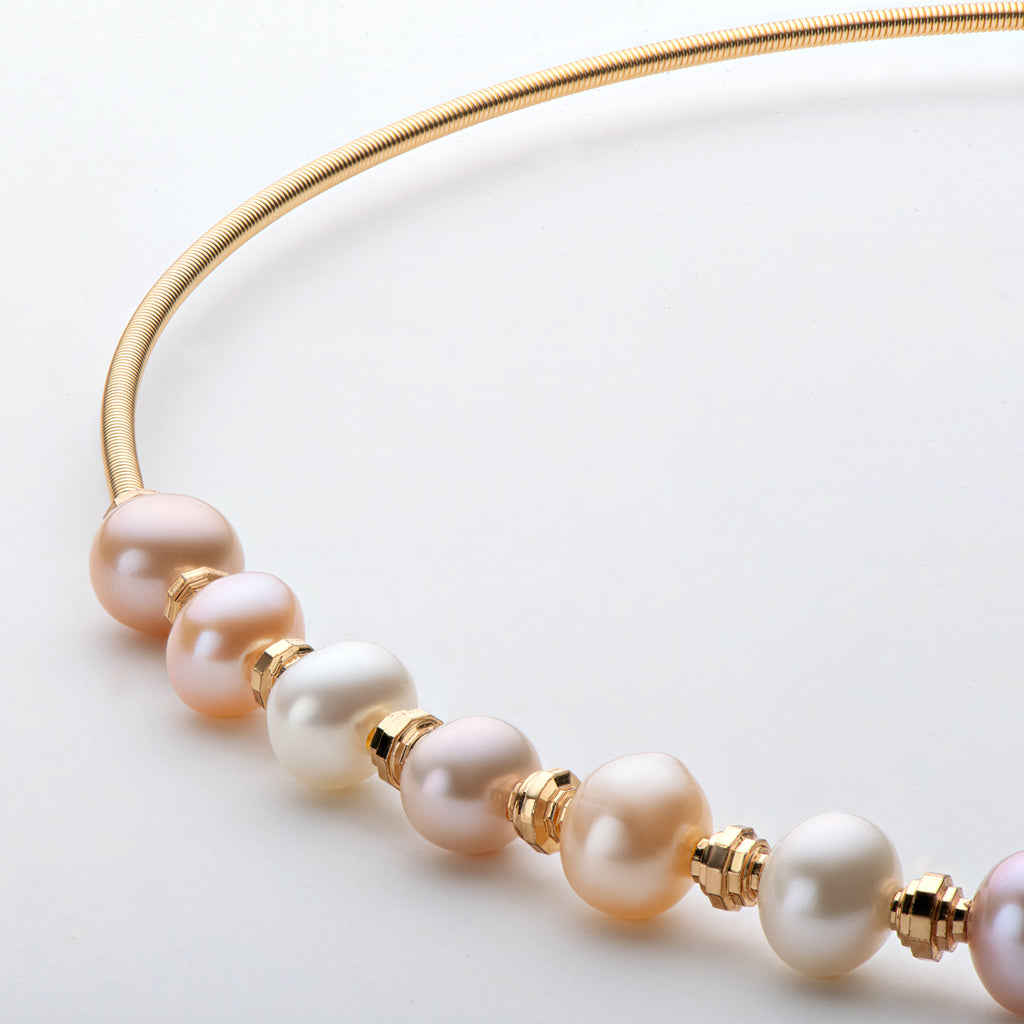 14K Gold Filled Natural Freshwater Pearl Choker Necklace