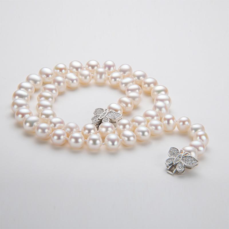 8-9mm Near-round Cultured White Freshwater Pearl Necklace