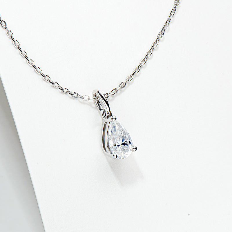 Pear Shaped Moissanite Solitaire Pendant Necklace