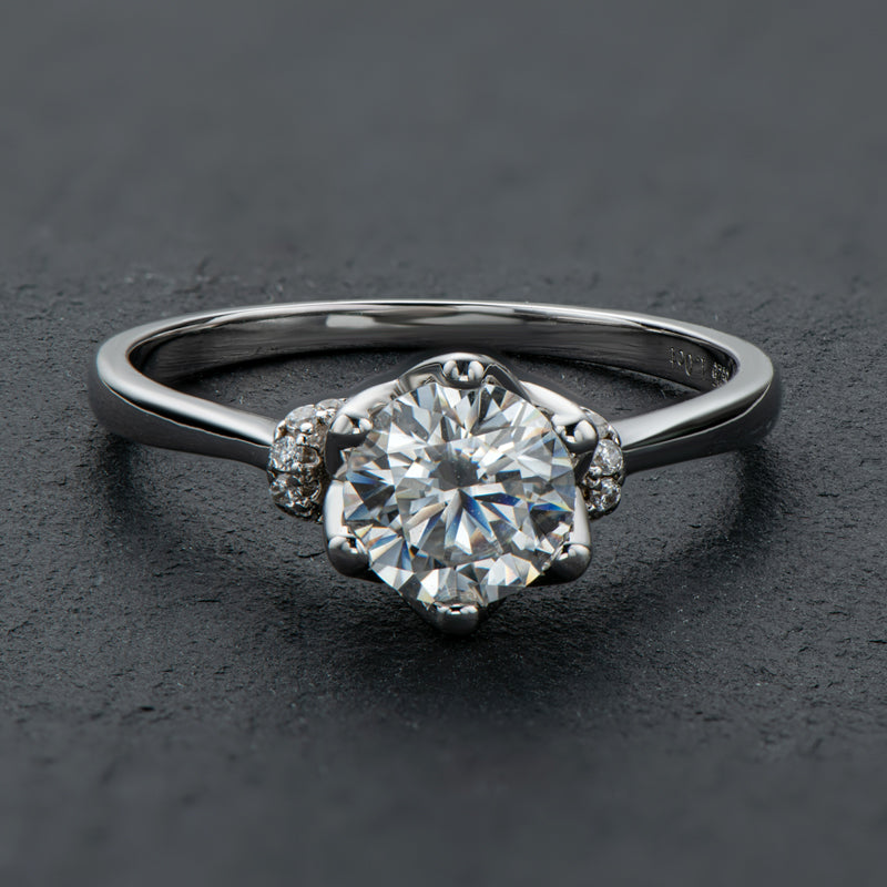 Classic Round Cut Moissanite Diamond Love Solitaire Ring