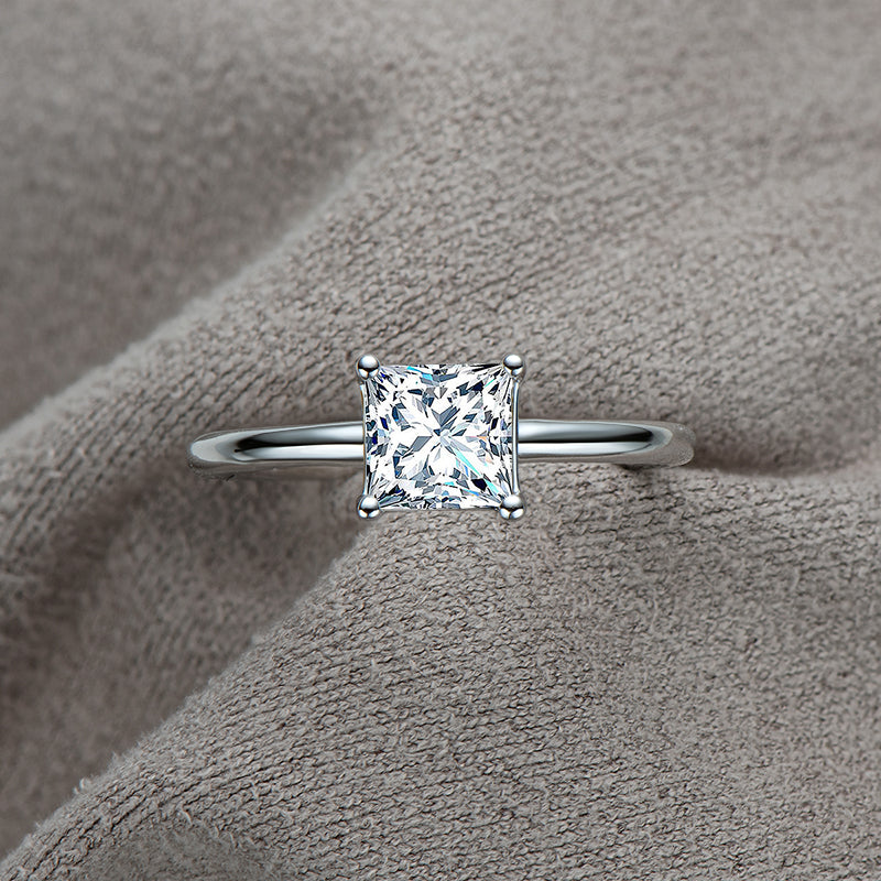1.0ct Solitaire Princess Cut Moissanite Ring