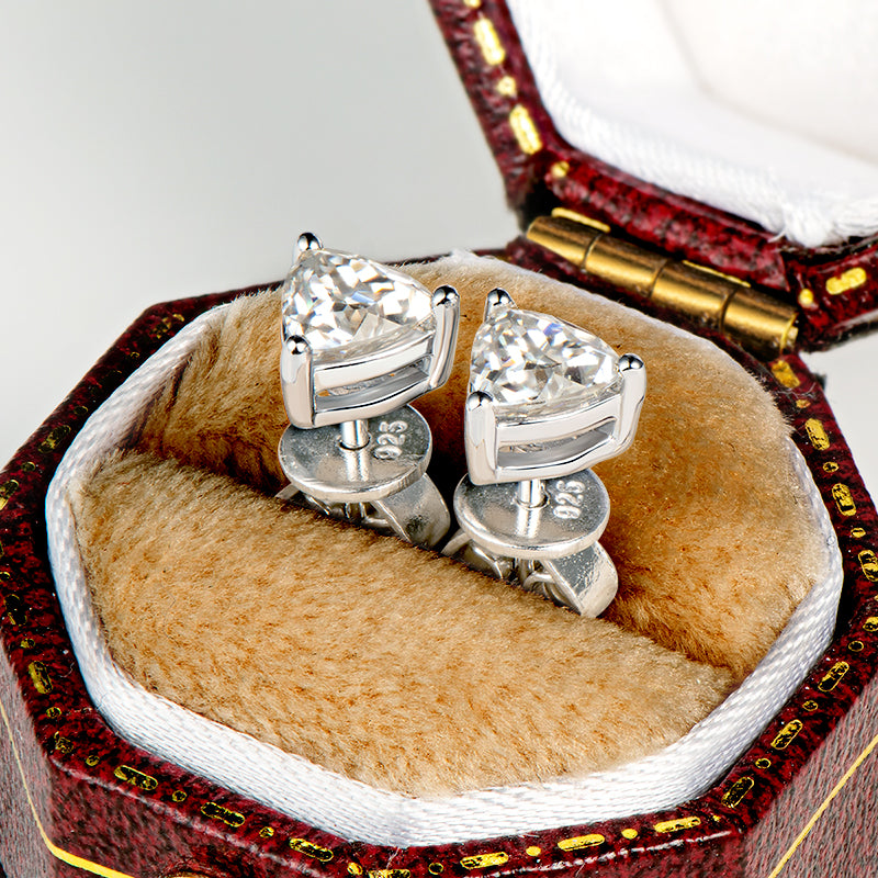 Trillion Cut Solitaire Moissanite Stud Earrings Pendant Necklace