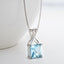 Princess Cut 4ct Natural Blue Topaz Gemstone Pendant Necklace