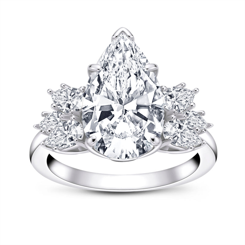 Pear Cut Created White Diamond Ring
