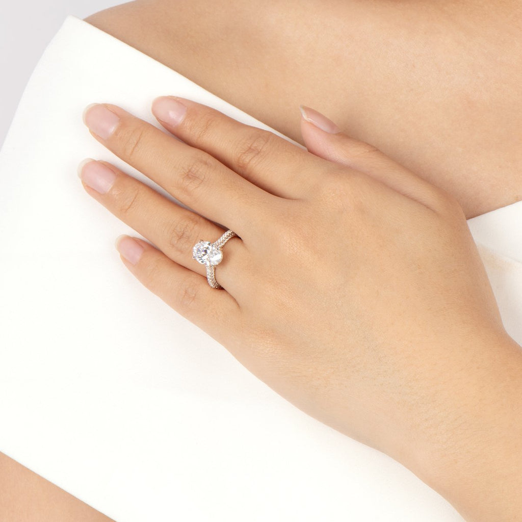 Oval Created White Diamond Ring