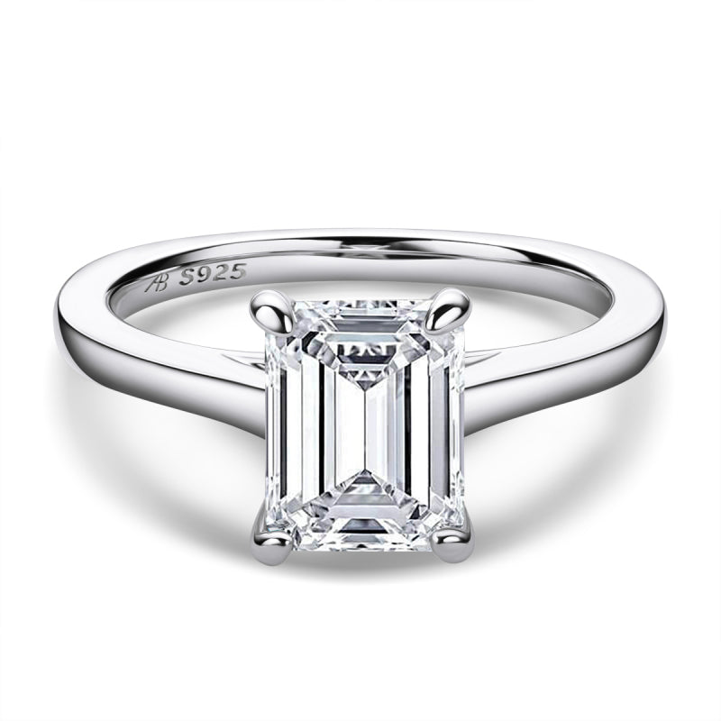 Emerald Cut Created Diamond Solitaire Ring