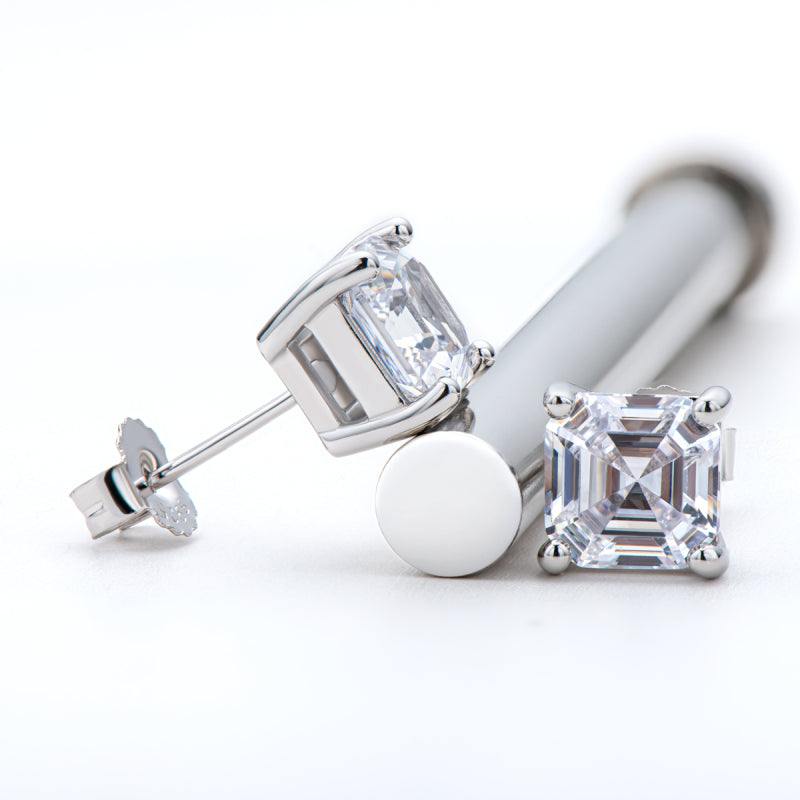 Asscher Cut 6x6mm Created Diamond Stud Earrings