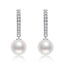 Sterling Silver 9mm Freshwater White Pearl Hoop Earrings