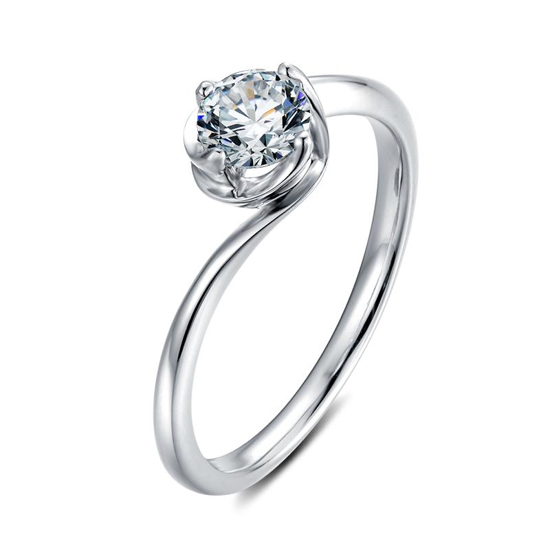 Classic Round Cut Moissanite Twist Shank Solitaire Ring