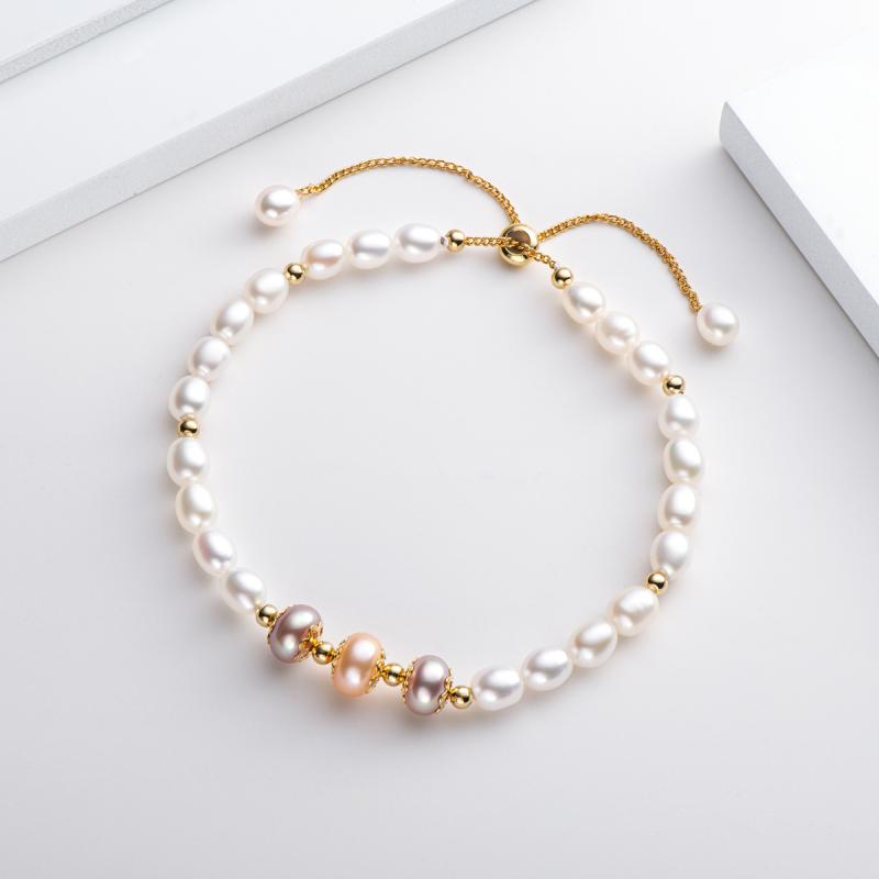 14K Gold Filled Natural Freshwater Pearl Bracelet Adjustable