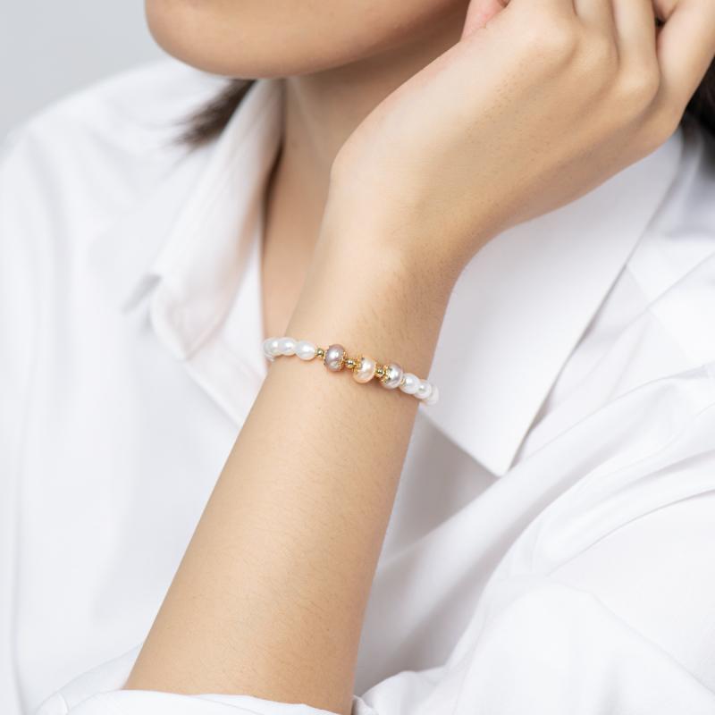 14K Gold Filled Natural Freshwater Pearl Bracelet Adjustable
