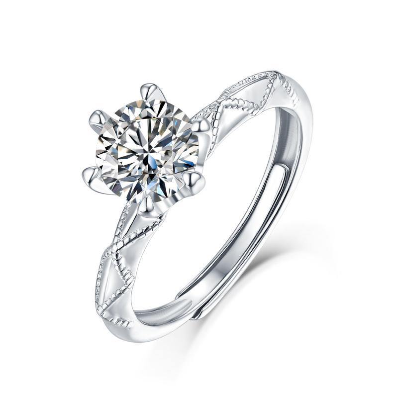 0.5/1.0/2.0/3.0CT Round Cut Moissanite Diamond Ring with Adjustable Size - ZULRE