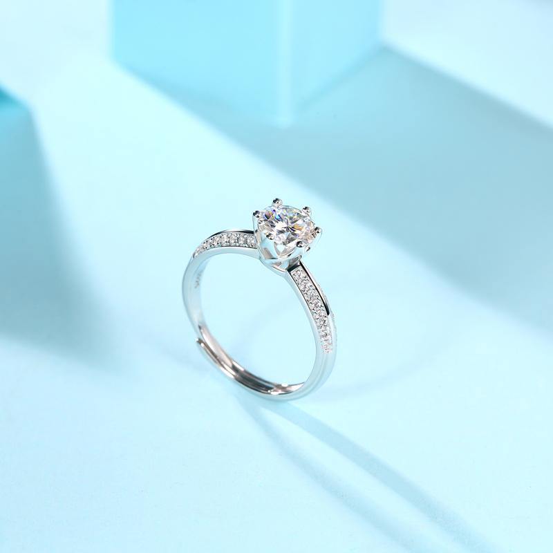 0.5/1.0/2.0/3.0CT Round Brilliant Cut Moissanite Diamond Ring Adjustable Size - ZULRE