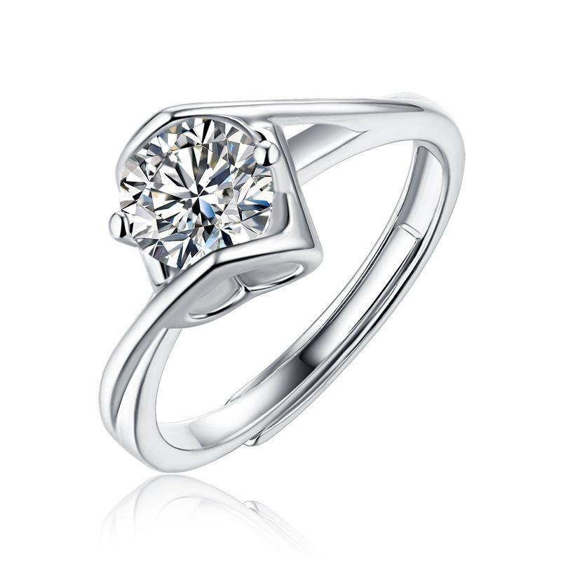 1.0ct/2.0ct Round Cut Moissanite Diamond Solitaire Ring Adjustable Size - ZULRE