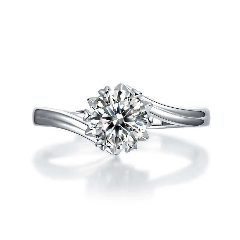 1.0ct/2.0ct Round Brilliant Cut Moissanite Diamond Twisted Ring with Adjustable Size - ZULRE