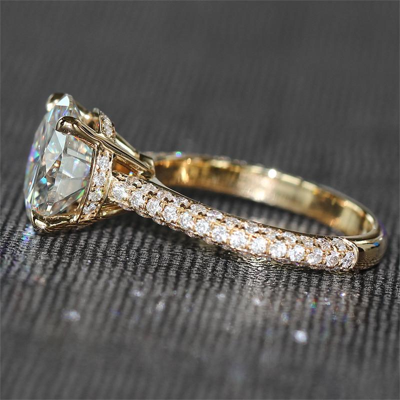 14K/18K Gold Round Cut 4Carat Moissanite Diamond Ring