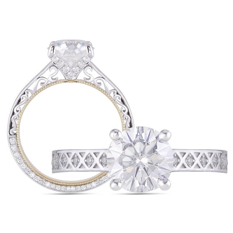 14K/18K Gold Round Cut Moissanite Diamond Vintage Ring for women