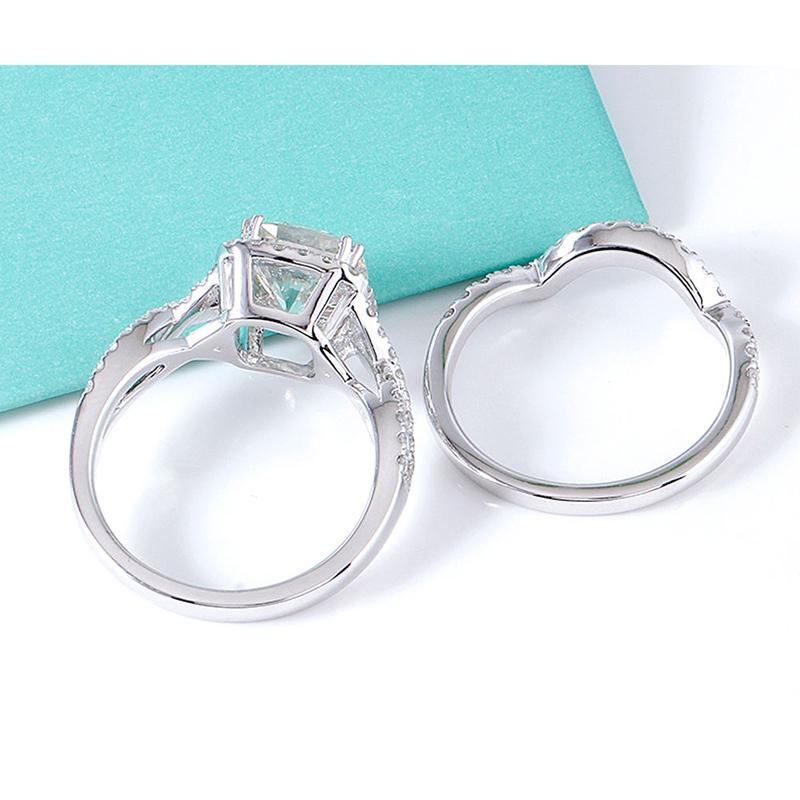 14K/18K Gold Cushion Cut Moissanite Diamond Couple Bridal Ring