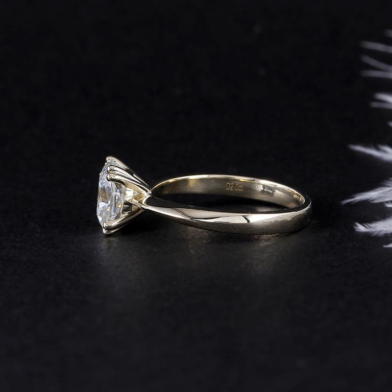 14K/18K Gold 2.0ct Cushion Cut Moissanite Diamond Solitaire Ring