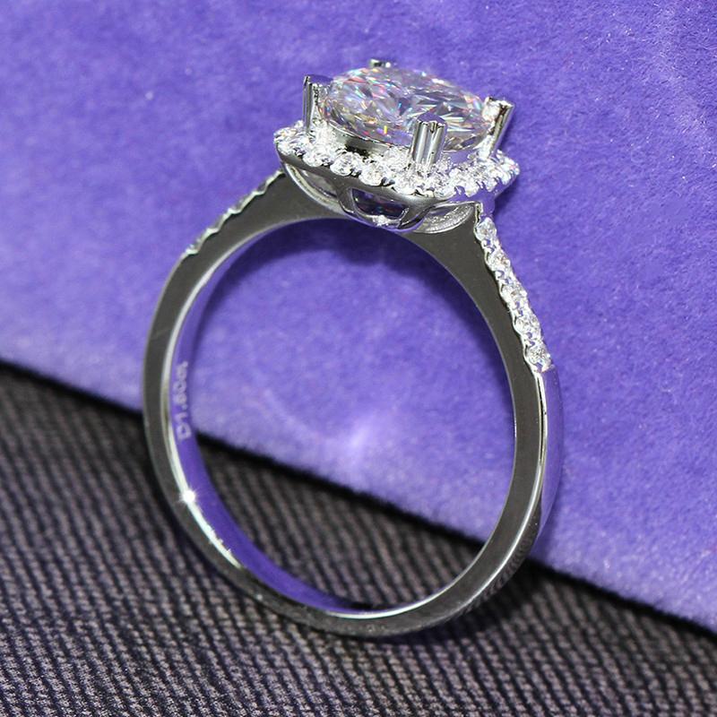 14K/18K Gold 1.5ct Round Cut Moissanite Diamond Double Halo Ring