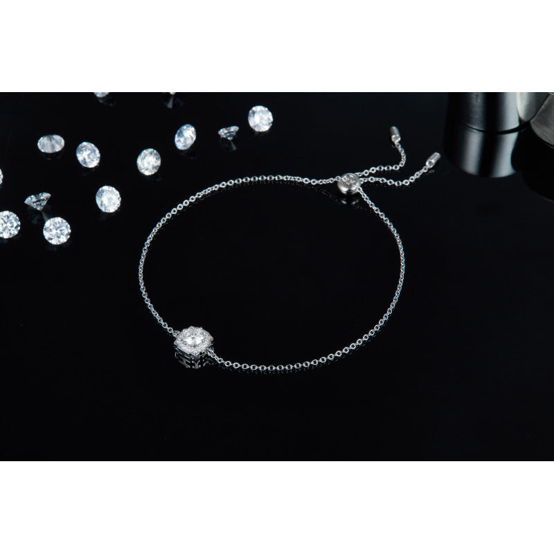 Halo Round Cut Moissanite Diamond Bracelet