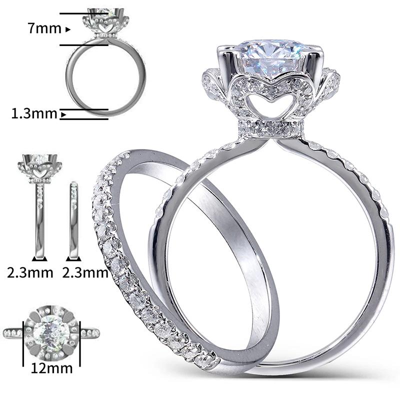 14K/18K Gold Round Cut Moissanite Diamond Bridal Ring for women