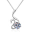 Swan Pendant Necklace with Round Cut Dancing Moissanite Diamond