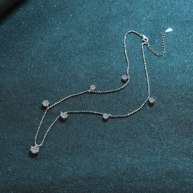 Round Cut Moissanite Diamond 7-Stone Necklace