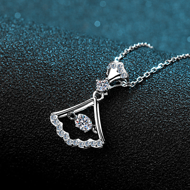 Round Cut Dancing Moissanite Diamond Pendant Necklace