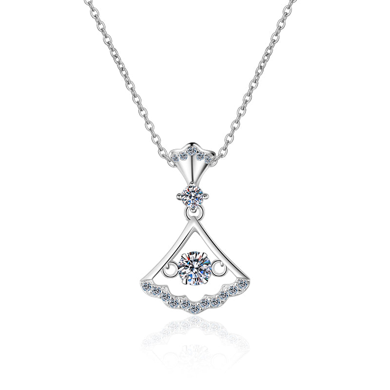 Round Cut Dancing Moissanite Diamond Pendant Necklace