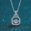 Round Cut Moissanite Diamond Lock Dancing Pendant Necklace