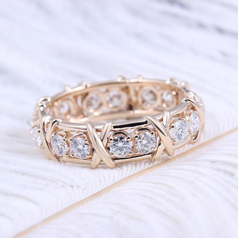 925 Silver/14K/18K Gold Round Cut Moissanite Diamond Couple Ring