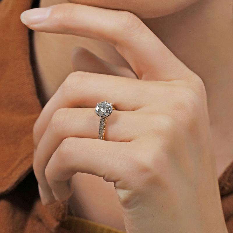 14K/18K Gold Round Cut Moissanite Diamond Vintage Ladies Ring