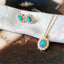 18K Gold AKOYA Pearl Oval Cut Natural Opal 12X14M Exquisite Pendant Necklace