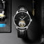 Men's Tourbillon Watch Movement Automatic Mechanical Waterproof Stainless Steel and Leather Strap